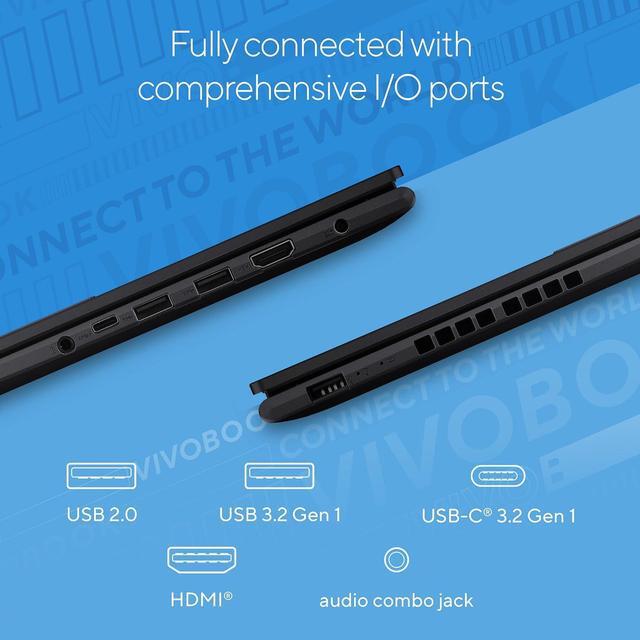 Alt view image 6 of 7 - ASUS Vivobook 16 Laptop, 16" WUXGA (1920 x 1200) 16:10 Display, Intel Core i5-13500H 12 cores Processor, Intel UHD Graphics, Wi-Fi 5 + Bluetooth 4.1, 16GB DDR4  1TB PCIe SSD, Windows 11