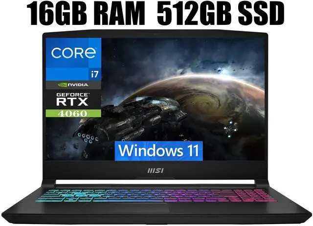 Main image of MSI Katana 15 Laptop, 15.6" FHD 144Hz Display, Intel Core i7-13620H 10 Cores Processor, NVIDIA GeForce RTX 4060 8 GB GDDR6, Cooler Boost 5, 16GB DDR5  512GB PCIe SSD, Windows 11