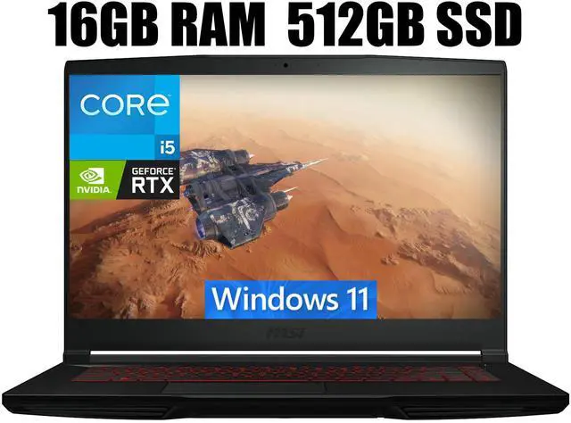 Main image of MSI Thin GF63 15 Gaming Laptop, 15.6" FHD 144Hz Display, Intel Core i5-12450H 10 cores Up to 4.7 GHz Processor, GeForce RTX 2050 4 GB, Cooler Boost 5, 16GB DDR4  512GB PCIe SSD, Windows 11