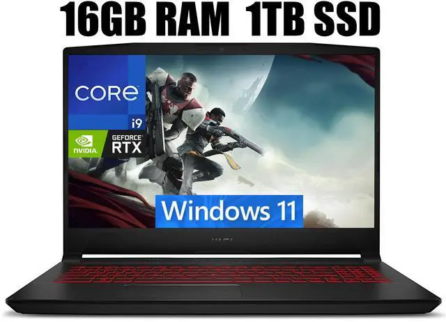 Main image of MSI Katana GF66 15 Gaming Laptop, 15.6" FHD (1920*1080) 240Hz, Intel core i9-12900H 14 Cores Processor, NVIDIA GeForce RTX 3070 Ti 8GB GDDR6, Backlit Keyboard, 16GB DDR5  1TB PCIe SSD, Windows 11