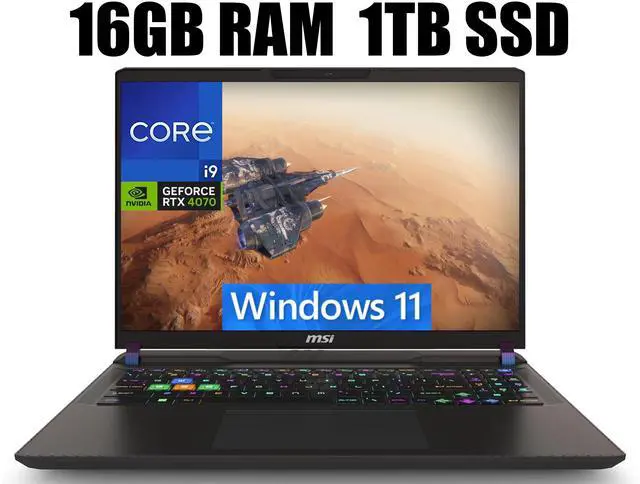 Main image of MSI Vector 16 Gaming Laptop, 16" QHD+ 240Hz, Intel Core i9-14900HX 24 Cores Processor, NVIDIA GeForce RTX 4070 8GB GDDR6, Thunderbolt 4, Cooler Boost 5, 16GB DDR5  1TB PCIe SSD, Windows 11