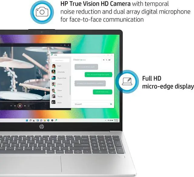 Alt view image 3 of 6 - HP 15 Laptop, 15.6" FHD (1920 x 1080) Display, 11th Gen Intel Core i5-1135G7 4 cores Processor, Intel Iris Xe Graphics, Bluetooth, HDMI, 16GB DDR4  2TB PCIe SSD, Windows 11