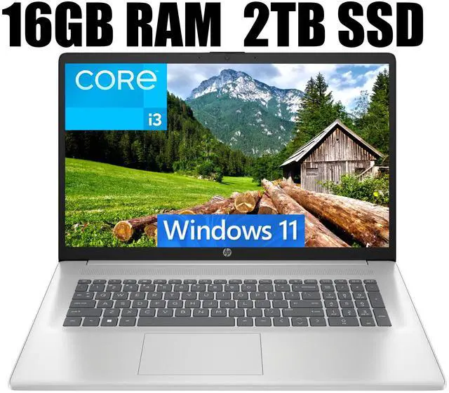 Main image of HP 17 Business Laptop, 17.3" HD+ Display, 11th Gen Intel Core i3-1125G4 4 Cores Processor, Intel UHD Graphics, Wi-Fi, HDMI, Webcam, 16GB DDR4  2TB PCIe SSD, Windows 11