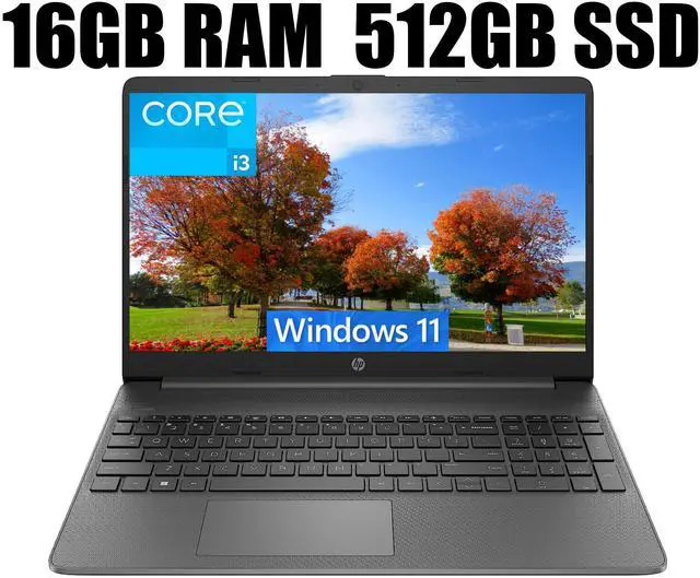 Main image of HP 15 Lightweight Laptop, 15.6" FHD (1920 x 1080) Display, Intel Core i3-1215U 6 cores Processor, Intel UHD Graphics, Wi-Fi 6 + Bluetooth. 5.1, 16GB DDR4  512GB PCIe SSD, Windows 11