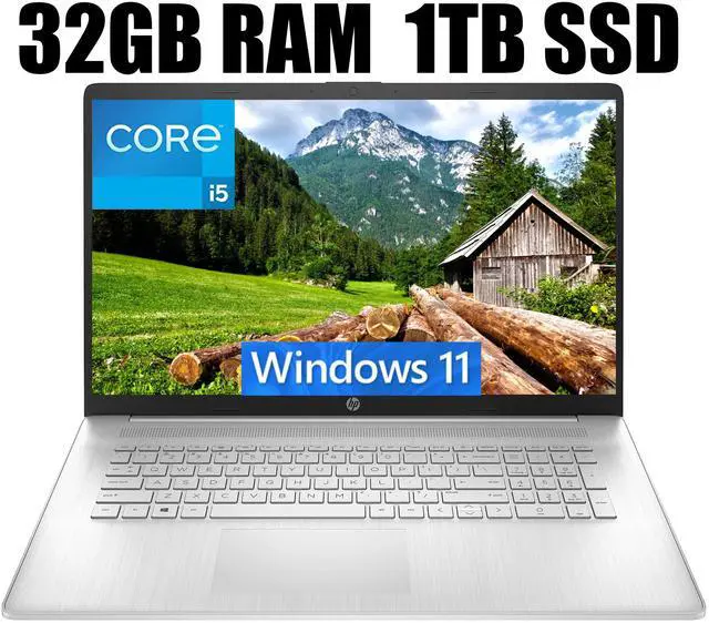 Main image of HP 17 Laptop, 17.3" Full HD (1920 x 1080) Display, Intel Core i5-1135G7 Quad-Core Processor, Intel Iris Xe Graphics, Wi-Fi and Bluetooth, 32GB DDR4  1TB PCIe SSD, Windows 11
