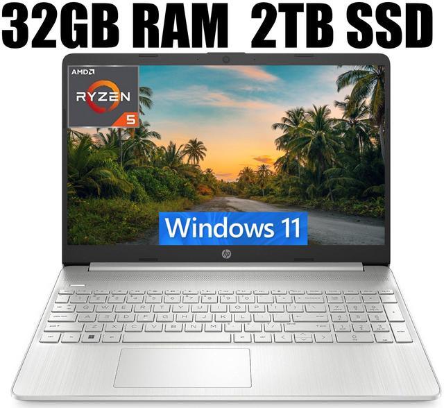 Main image of HP 15 Laptop, 15.6" HD Display, AMD Ryzen 5 5500U 6 Cores Processor, AMD Radeon Graphics, WiFi, Bluetooth, Webcam, 32GB DDR4  2TB PCIe SSD, Windows 11
