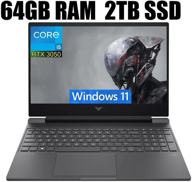 Main image of HP Victus 15 Gaming Laptop, 15.6" FHD IPS Display, Intel Core i5-12500H 12 Cores Processor, NVIDIA GeForce RTX 3050 4GB Graphic, Backlit Keyboard, 64GB DDR4  2TB PCIe SSD, Windows 11