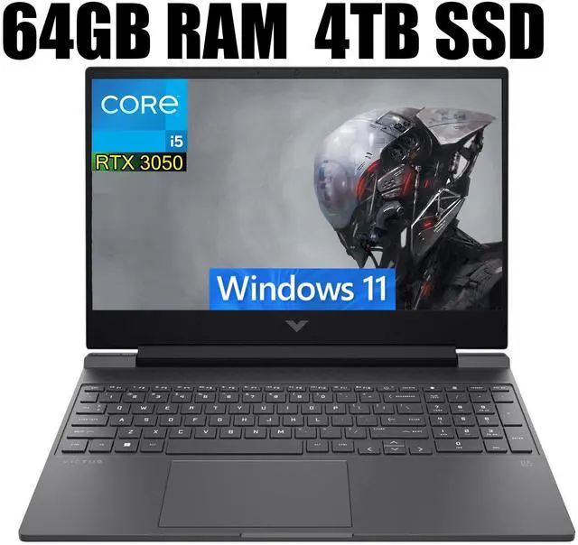Main image of HP Victus 15 Gaming Laptop, 15.6" FHD IPS Display, Intel Core i5-12500H 12 Cores Processor, NVIDIA GeForce RTX 3050 4GB Graphic, Backlit Keyboard, 64GB DDR4  4TB PCIe SSD, Windows 11