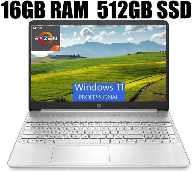 Main image of HP 15 Laptop, 15.6 HD display, AMD Ryzen 7 5700U 8 cores Processor, AMD Radeon Graphics, Full-Size Keyboard, Wi-Fi 6 & Bluetooth, 16GB DDR4  512GB PCIe SSD, Windows 11 Pro
