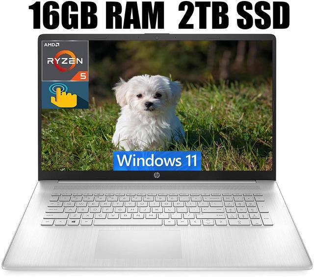 Main image of HP 17 Laptop, 17.3" HD+ (1600 x 900) Touchscreen, AMD Ryzen 5 5500U 6 cores Processor, AMD Radeon Graphics, Wi-Fi, Bluetooth, 720p HD Camera, 16GB DDR4  2TB PCIe SSD, Windows 11