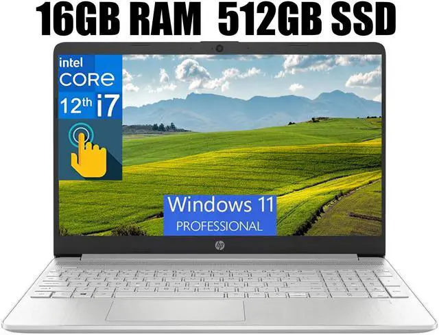Main image of HP 15 Laptop, 15.6" FHD (1920 x 1080) Touchscreen, Intel Core i7-1255U 10-Core Processor, Intel Iris Xe Graphics, Wi-Fi 5 and Bluetooth 4.2, 16GB DDR4  512GB PCIe SSD, Windows 11 Pro