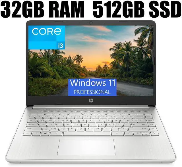 Main image of HP Pavilion 14 Laptop, 14" FHD (1920 x 1080) Display, Intel Core i3-1125G4 4 cores Processor, Intel UHD Graphics, Webcam, HDMI, WiFi, Bluetooth, 32GB DDR4  512GB PCIe SSD, Windows 11 Pro