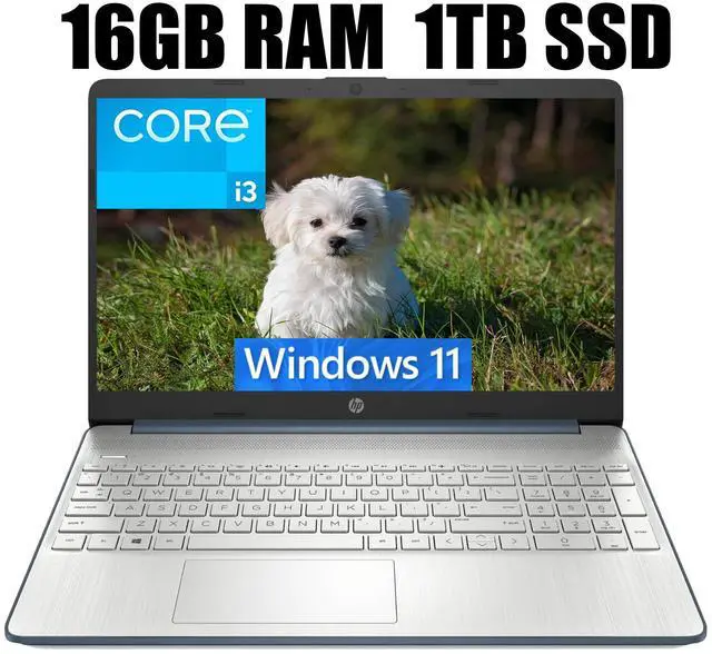 Main image of HP 15 Laptop, 15.6" HD Display, Intel Core i3-1115G4 2 Cores Processor, Intel UHD Graphics, Wi-Fi, SD Card Reader, HDMI, Webcam, 16GB DDR4  1TB PCIe SSD, Windows 11