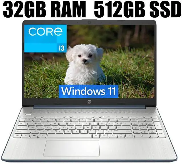 Main image of HP 15 Laptop, 15.6" HD Display, Intel Core i3-1115G4 2 Cores Processor, Intel UHD Graphics, Wi-Fi, SD Card Reader, HDMI, Webcam, 32GB DDR4  512GB PCIe SSD, Windows 11
