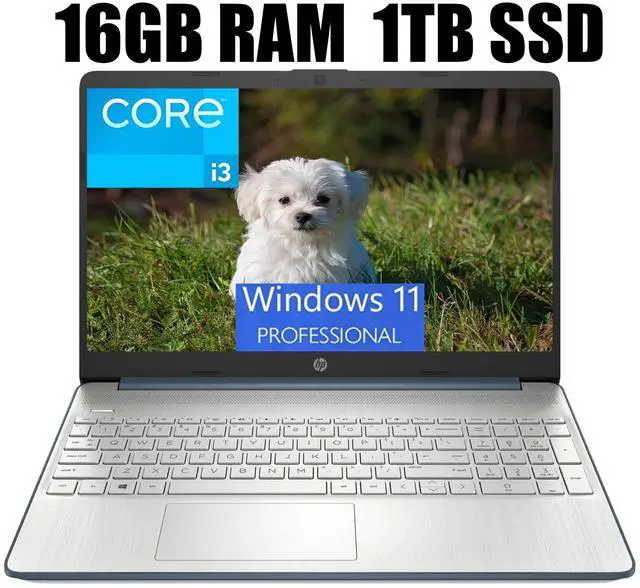 Main image of HP 15 Laptop, 15.6" HD Display, Intel Core i3-1115G4 2 Cores Processor, Intel UHD Graphics, Wi-Fi, SD Card Reader, HDMI, Webcam, 16GB DDR4  1TB PCIe SSD, Windows 11 Pro