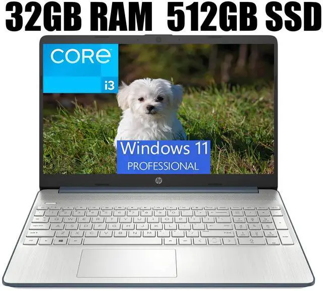 Main image of HP 15 Laptop, 15.6" HD Display, Intel Core i3-1115G4 2 Cores Processor, Intel UHD Graphics, Wi-Fi, SD Card Reader, HDMI, Webcam, 32GB DDR4  512GB PCIe SSD, Windows 11 Pro