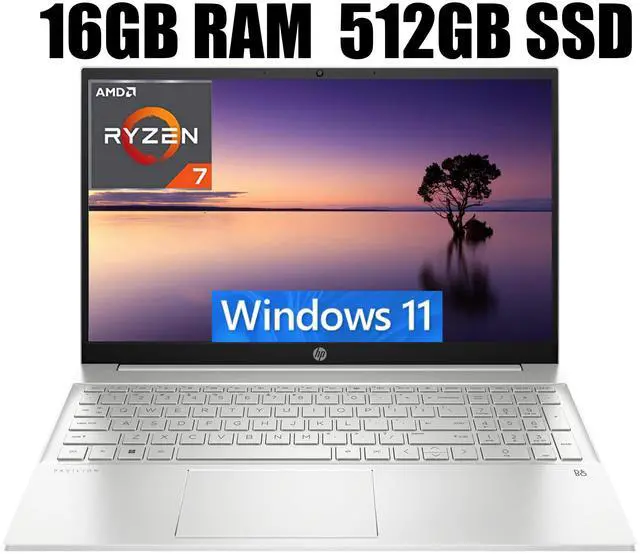 Main image of HP Pavilion 15 Laptop, 15.6" FHD (1920 x 1080) Display, AMD Ryzen 7 7730U 8 cores Processor, AMD Radeon Graphics, Webcam, Wi-Fi, Bluetooth, 16GB DDR4  512GB PCIe SSD, Windows 11