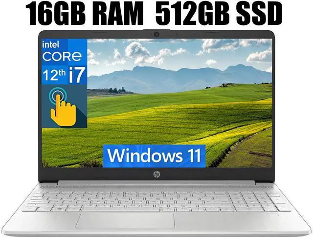 Main image of HP 15 Laptop, 15.6" FHD (1920 x 1080) Touchscreen, Intel Core i7-1255U 10-Core Processor, Intel Iris Xe Graphics, Wi-Fi 5 and Bluetooth 4.2, 16GB DDR4  512GB PCIe SSD, Windows 11
