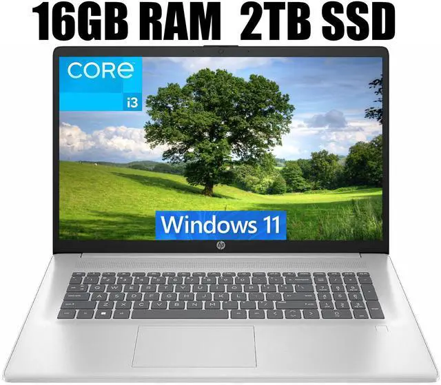 Main image of HP 17 Laptop, 17.3" FHD (1920 x 1080) Display, Intel Core i3-N305 8 Cores Processor, Intel UHD Graphics, Webcam, HDMI, Fingerprint Reader, Wi-Fi 6, 16GB DDR4  2TB PCIe SSD, Windows 11