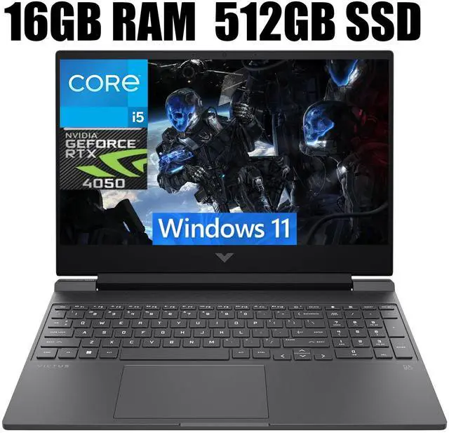 Main image of HP Victus 15 Gaming Laptop, 15.6" FHD 144Hz Display, Intel Core i5-13420H 8-core Processor, NVIDIA GeForce RTX 4050 6GB Graphic, Wi-Fi 6 Backlit Keyboard, 16GB DDR4  512GB PCIe SSD, Windows 11
