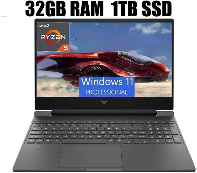 Main image of HP Victus 15 Gaming Laptop, 15.6" FHD 144Hz Display, AMD Ryzen 5 7535HS 6 Cores Processor, AMD Radeon RX 6550M Graphics, Wi-Fi 6 Backlit Keyboard, 32GB DDR5  1TB PCIe SSD, Windows 11 Pro