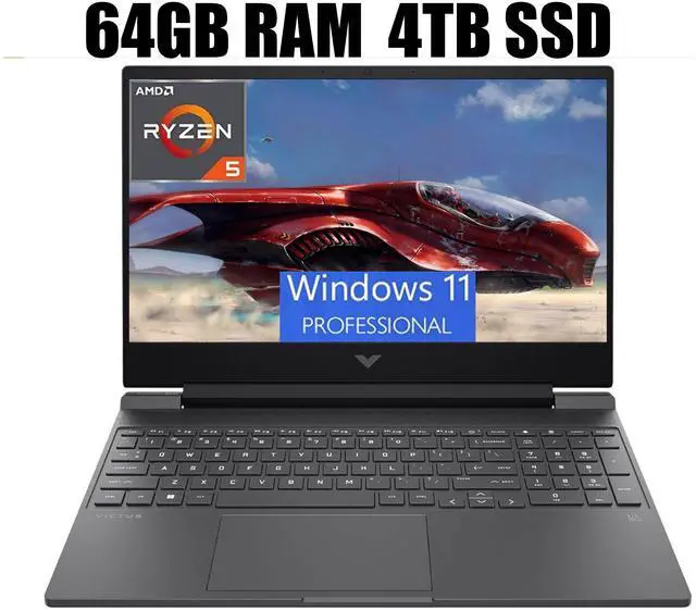 Main image of HP Victus 15 Gaming Laptop, 15.6" FHD 144Hz Display, AMD Ryzen 5 7535HS 6 Cores Processor, AMD Radeon RX 6550M Graphics, Wi-Fi 6 Backlit Keyboard, 64GB DDR5  4TB PCIe SSD, Windows 11 Pro