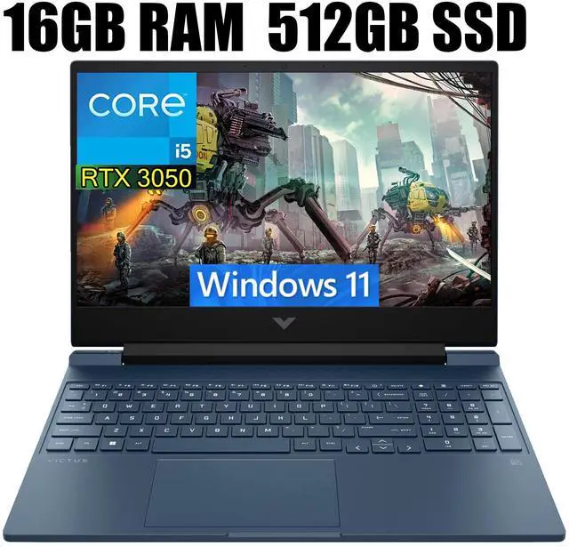 Main image of HP Victus 15 Gaming Laptop, 15.6" FHD 144Hz Display, Intel Core i5-12450H Octa-core Processor, NVIDIA GeForce RTX 3050 4GB GDDR6, Backlit Keyboard, Wi-Fi 6, 16GB DDR4  512GB PCIe SSD, Windows 11
