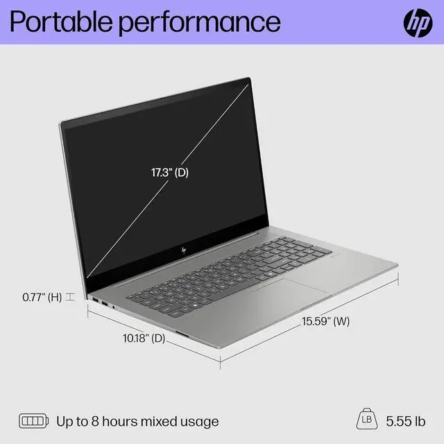 Alt view image 3 of 7 - HP Envy 17 Laptop, 17.3" FHD (1920 x 1080) Touchscreeen, Intel Core Ultra 7 155H 16 Cores Processor, Intel Arc Graphics, Backlit Keyboard, Wi-Fi 7, 32GB DDR4  2TB PCIe SSD, Windows 11 Pro