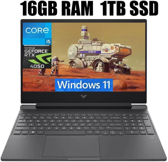 Main image of HP Victus 15 Gaming Laptop, 15.6" FHD 144Hz Display, Intel Core i5-13500H 12-Cores Processor, NVIDIA GeForce RTX 4050 6GB GDDR6, Backlit KYB, WiFi 6, 16GB DDR4  1TB PCIe SSD, Windows 11