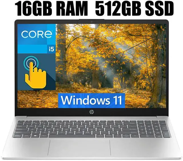 Main image of HP 15 Laptop, 15.6" HD Touchscreen, Intel Core i5-1235U 10 cores Processor, Intel Iris Xe Graphics, Wi-Fi 6E and Bluetooth 5.3, 16GB DDR4  512GB PCIe SSD, Windows 11