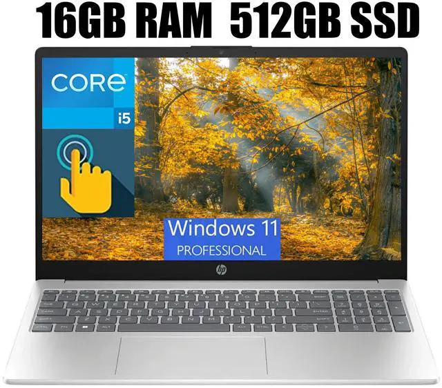 Main image of HP 15 Laptop, 15.6" HD Touchscreen, Intel Core i5-1235U 10 cores Processor, Intel Iris Xe Graphics, Wi-Fi 6E and Bluetooth 5.3, 16GB DDR4  512GB PCIe SSD, Windows 11 Pro