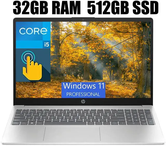 Main image of HP 15 Laptop, 15.6" HD Touchscreen, Intel Core i5-1235U 10 cores Processor, Intel Iris Xe Graphics, Wi-Fi 6E and Bluetooth 5.3, 32GB DDR4  512GB PCIe SSD, Windows 11 Pro