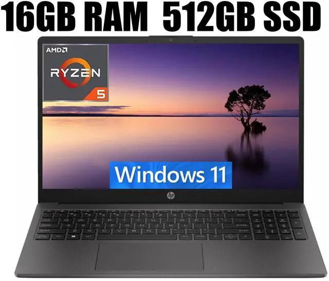 Main image of HP 255 G10 15 Business Laptop, 15.6" FHD Display, AMD Ryzen 5 7530U 6 Cores Processor, AMD Radeon Graphics, Webcam, HDMI, Wi-Fi 6, 16GB DDR4  512GB PCIe SSD, Windows 11