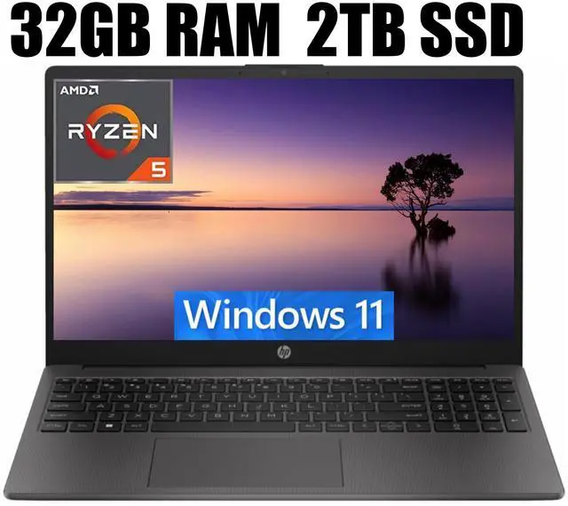 Main image of HP 255 G10 15 Business Laptop, 15.6" FHD Display, AMD Ryzen 5 7530U 6 Cores Processor, AMD Radeon Graphics, Webcam, HDMI, Wi-Fi 6, 32GB DDR4  2TB PCIe SSD, Windows 11