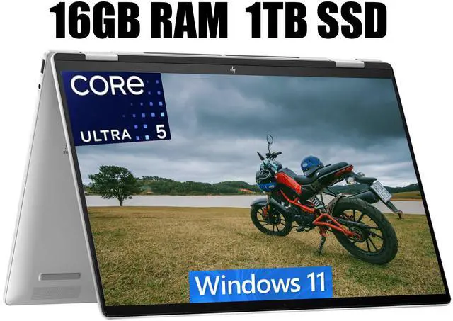 Main image of HP Envy x360 2-in-1 16 Laptop, 16" WUXGA IPS Touchscreen, Intel Core Ultra 5 125U 12 Cores Processor, Intel Graphics, Backlit Keyboard, Bluetooth 5.3, 16GB  DDR4  1TB PCIe SSD, Windows 11 Home