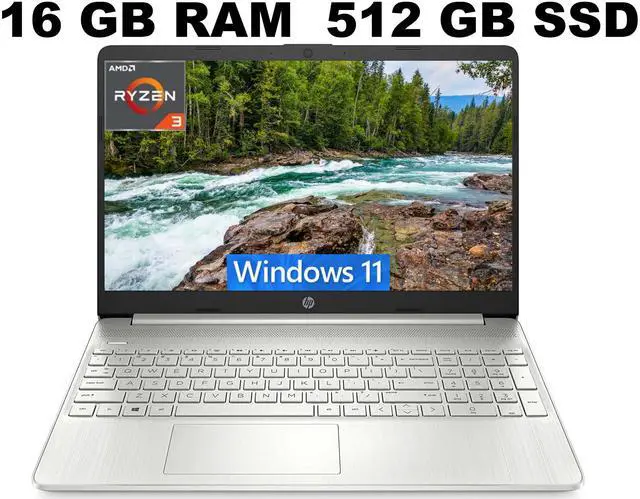 Main image of HP 15 Laptop, 15.6" HD (1366 x 768) Display, AMD Ryzen 3 5300U 4 Cores Processor, AMD Radeon Graphics, 16GB DDR4  512GB PCIe SSD, Webcam, HDMI, Wi-Fi, Windows 11