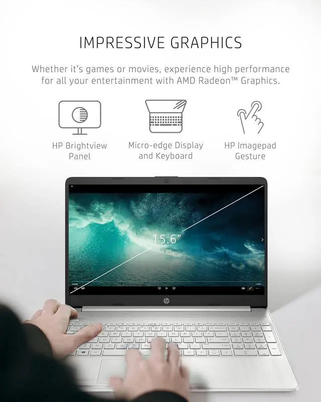 Alt view image 4 of 6 - HP 15 Laptop, 15.6" HD (1366 x 768) Display, AMD Ryzen 3 5300U 4 Cores Processor, AMD Radeon Graphics, 32GB DDR4  512GB PCIe SSD, Webcam, HDMI, Wi-Fi, Windows 11