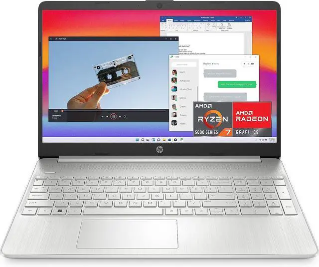 Alt view image 2 of 6 - HP 15 Laptop, 15.6 HD (1366 x 768) Display, AMD Ryzen 7 5700U 8 cores Processor, AMD Radeon Graphics, 16GB DDR4  512GB PCIe SSD, Full-Size Keyboard, Wi-Fi 6, Windows 11 ,Office 2024 License