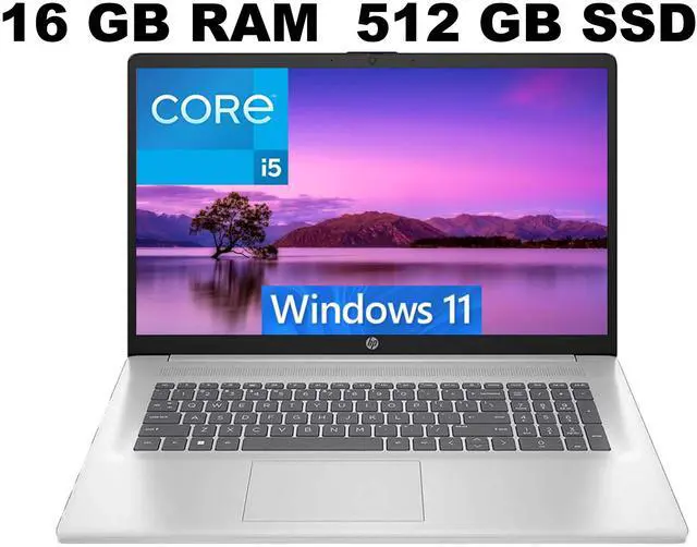 Main image of HP 17 Laptop, 17.3" FHD (1920 x 1080) Display, Intel Core i5-1335U 10 cores Processor, Intel Iris Xe Graphics, 16GB DDR4  512GB PCIe SSD, Backlit Keyboard, Windows 11 ,Office 2024 License