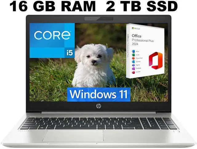 Main image of HP ProBook 450 G8 15 Laptop, 15.6" FHD (1920 x 1080) Display, Intel Core i5-1135G7 4 Cores Processor, Intel Iris Xe Graphics, 16GB DDR4  2TB PCIe SSD, Webcam, Wi-Fi, Windows 11 ,Office 2024 License