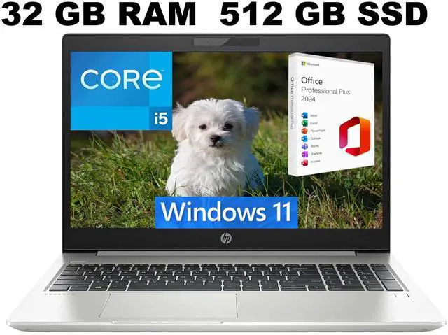 Main image of HP ProBook 450 G8 15 Laptop, 15.6" FHD (1920 x 1080) Display, Intel Core i5-1135G7 4 Cores Processor, Intel Iris Xe Graphics, 32GB DDR4  512GB PCIe SSD, Webcam, Wi-Fi, Windows 11 ,Office 2024 License