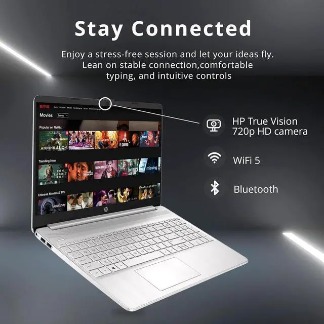 Alt view image 3 of 5 - HP 15 Laptop, 15.6" Full HD Touchscreen, Intel Core i7-1255U 10 Cores Processor, Intel Iris Xe graphics, 16GB DDR4  1TB PCIe SSD, Wi-Fi 5 + and Bluetooth 4.2, Windows 11 ,Office 2024 License