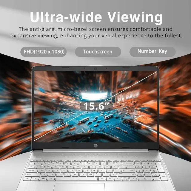 Alt view image 4 of 5 - HP 15 Laptop, 15.6" Full HD Touchscreen, Intel Core i7-1255U 10 Cores Processor, Intel Iris Xe graphics, 16GB DDR4  1TB PCIe SSD, Wi-Fi 5 + and Bluetooth 4.2, Windows 11 ,Office 2024 License