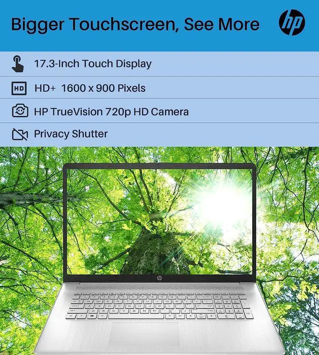 Alt view image 4 of 5 - HP 17 Laptop, 17.3" HD+ Touchscreen, AMD Ryzen 5 7530U (6-Core) Processor, AMD Radeon Graphics, 16GB DDR4  1TB PCIe SSD, Wi-Fi 6, Bluetooth, Webcam, Windows 11 Pro ,Office 2024 License