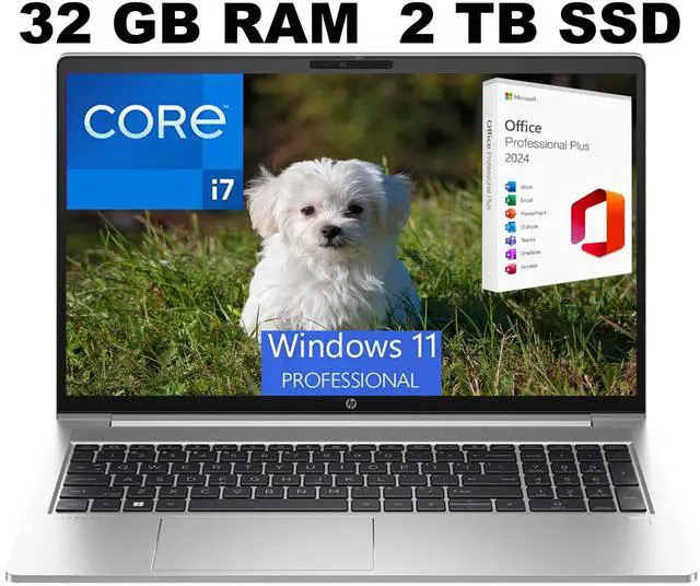 Main image of HP ProBook 450 G10 15 Laptop, 15.6" FHD (1920 x 1080) Display, Intel Core i7-1355U 10 Cores Processor, Interl UHD Graphcis, 32GB DDR4  2TB PCIe SSD, Wi-Fi 6, Windows 11 Pro ,Office 2024 License