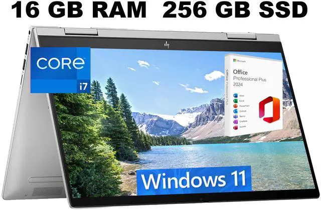 Main image of HP Envy x360 2-in-1 14 Laptop, 14" FHD Touchscreen, Intel Core i7-1355U Processor, Iris Xe Graphics, 16GB  DDR4  256GB  PCIe SSD, Backlit KB, Fingerprint, Windows 11 Home ,Office 2024 License