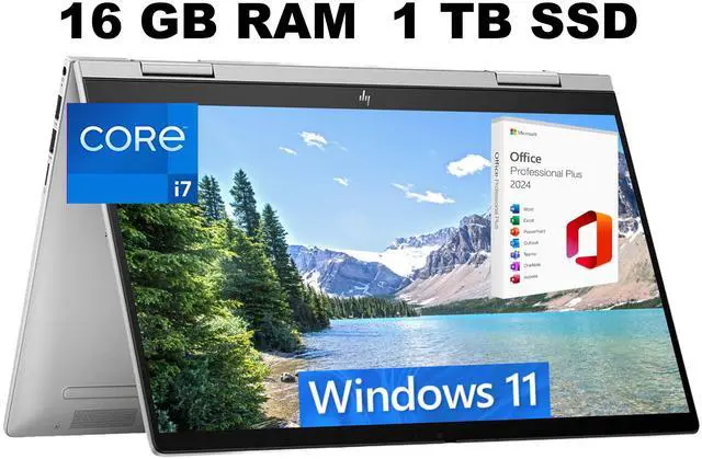 Main image of HP Envy x360 2-in-1 14 Laptop, 14" FHD Touchscreen, Intel Core i7-1355U Processor, Iris Xe Graphics, 16GB  DDR4  1TB PCIe SSD, Backlit KB, Fingerprint, Windows 11 Home ,Office 2024 License