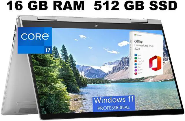 Main image of HP Envy x360 2-in-1 14 Laptop, 14" FHD Touchscreen, Intel Core i7-1355U Processor, Iris Xe Graphics, 16GB  DDR4  512GB   PCIe SSD, Backlit KB, Fingerprint, Windows 11 Pro ,Office 2024 License
