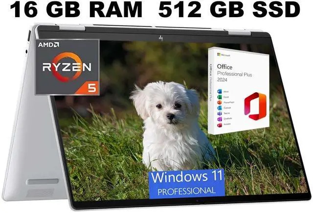 Main image of HP Envy X360 14 Laptop, 14" FHD+ Touchscreen, AMD Ryzen 5 8640HS 6 Cores Processor, AMD Radeon Graphics, 16GB  DDR4  512GB   PCIe SSD, Backlit Kb, WiFi 6E, Windows 11 Home ,Office 2024 License
