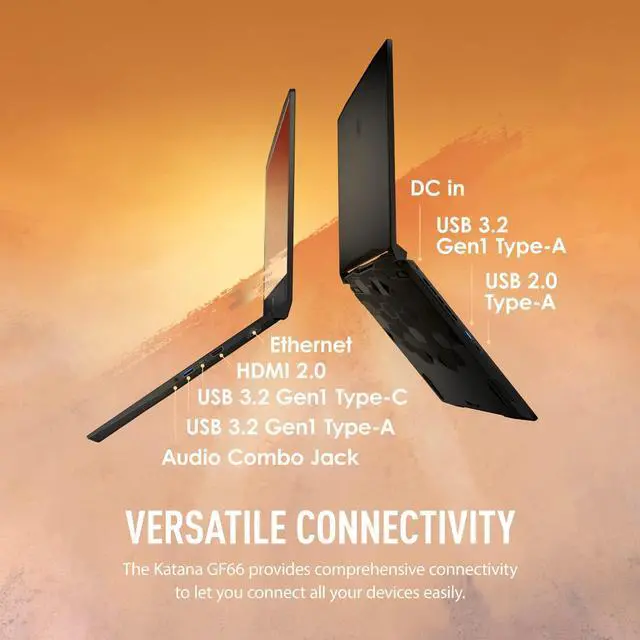 Alt view image 6 of 6 - MSI Katana GF66 15 Gaming Laptop, 15.6" 144Hz Display, Intel Core i7-12650H 10 cores Processor, GeForce RTX 3050 Ti 4 GB, 32GB DDR4  2TB PCIe SSD, Cooler Boost 5, Windows 11 Pro ,Office 2024 License